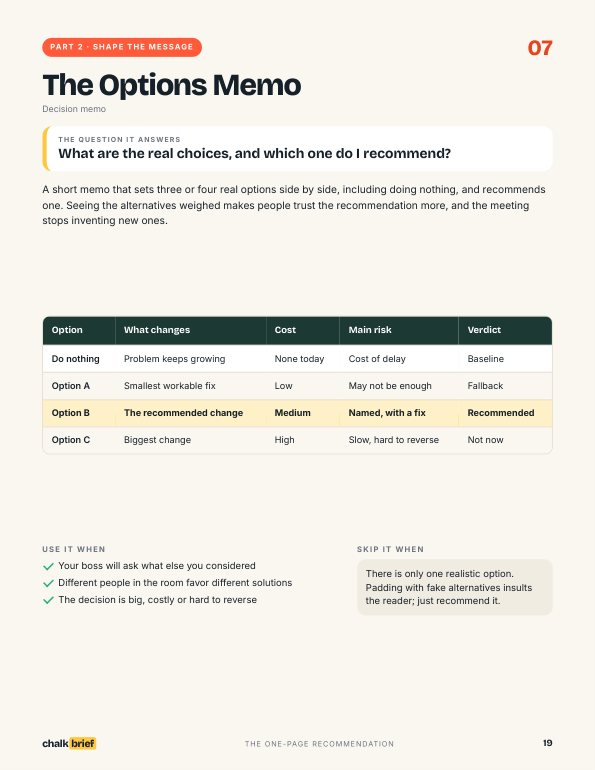 A page from The One-Page Recommendation